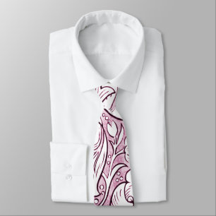Rose Pink Baroque Ornate Foliage  Tie