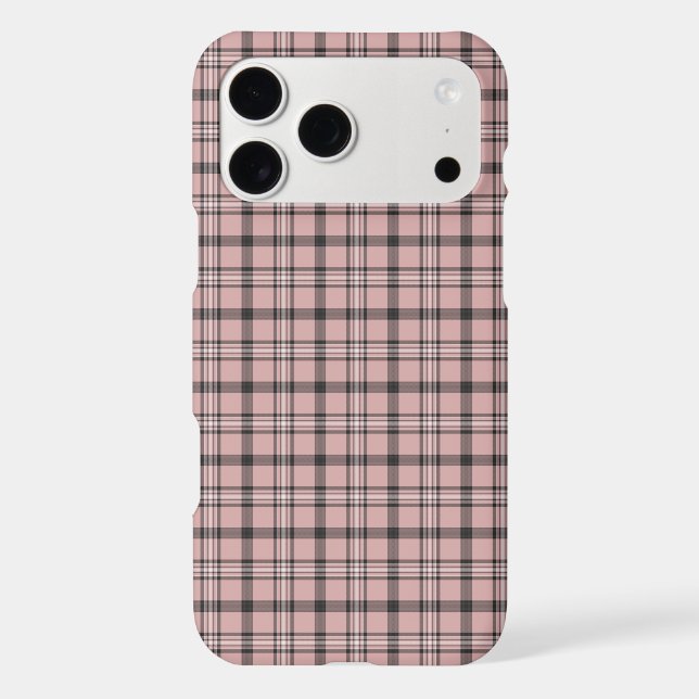 Rose Pink Black Plaid Classic Pattern iPhone Case (Back)