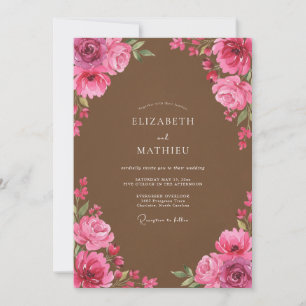 Rose Pink Blossom Floral Wedding Invitation