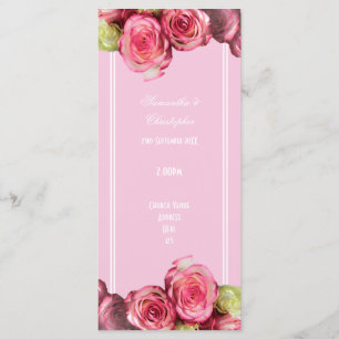 Rose pink border rose church wedding program