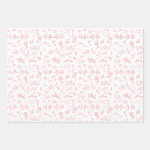 Rose Pink Charleston Toile Wrapping Paper