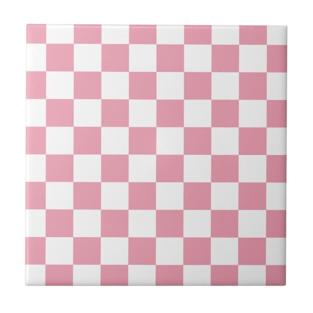 Rose Pink Chequerboard Tile (Front)