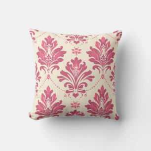 Rose Pink Damask Princesscore Throw Pillow