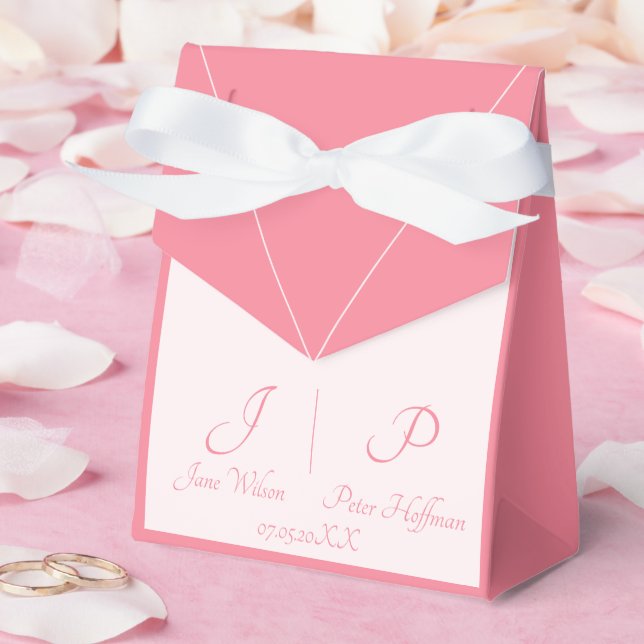 Rose Pink Elegant Bride & Groom Monogram Wedding Favor Box (Wedding)