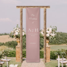 Rose Pink Fabric Wedding Welcome Banner