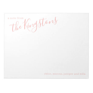 Rose Pink Family Name Script Notepad