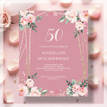Rose Pink Floral 50th Budget Birthday Invitation<br><div class="desc">Looking for an affordable and charming invitation for your upcoming 50th birthday bash? Look no further than our rose pink floral paper invitation! With a lovely design featuring delicate blush pink flowers on a rose pink background and an elegant font, this customizable invitation is sure to set the perfect tone...</div>
