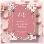 Rose | Pink Floral 60th Budget Birthday Invitation<br><div class="desc">Looking for an affordable and charming invitation for your upcoming 60th birthday bash? Look no further than our rose pink floral paper invitation! With a lovely design featuring delicate blush pink flowers on a rose pink background and an elegant font, this customizable invitation is sure to set the perfect tone...</div>