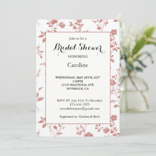Rose Pink Flowers Bridal Shower Invitation