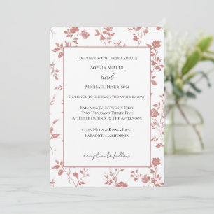 Rose Pink Flowers Wedding Invitation