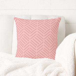 Rose Pink Geometric Bedroom Throw Pillow