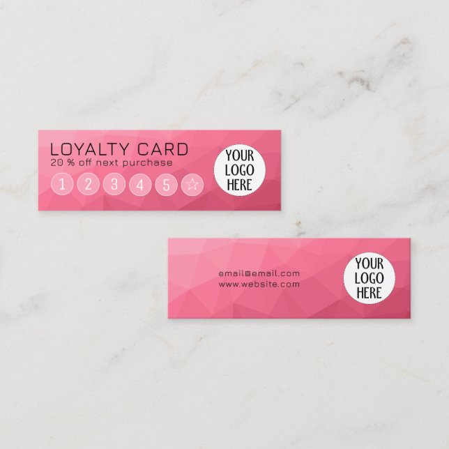 Rose pink Geometric Mesh Pattern Custom Logo Loyalty Card (Front/Back)