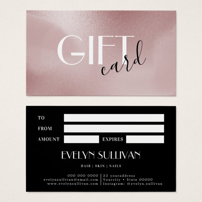 Rose pink gift card (Front & Back)