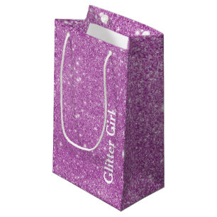 Rose Pink Girly Glitter Girl Show Your Sparkle Small Gift Bag