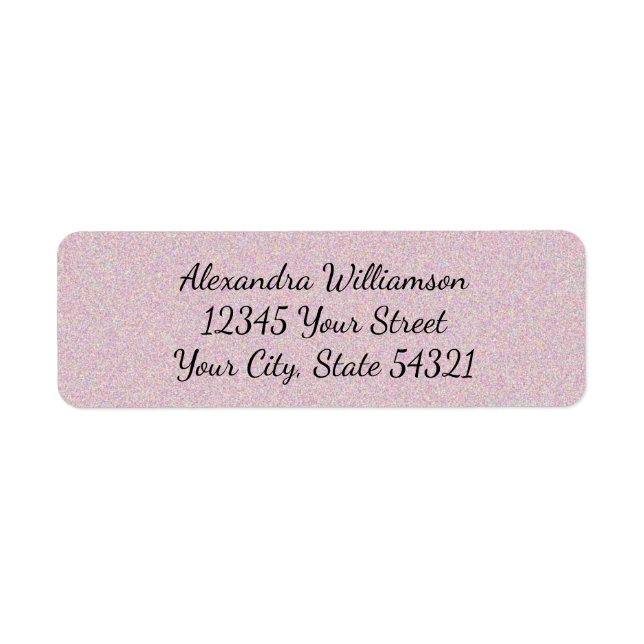 Rose Pink Glitter Girly Glam Script Name Address (Front)