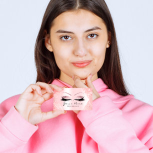 Rose Pink Glitter Makeup Artist Eyelash Brow VIP Business Card