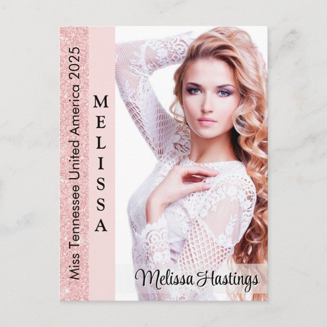Rose Pink Glitz Pageant Autograph Photo Card (Front)