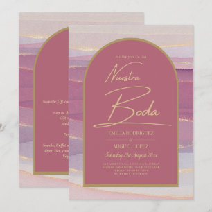 Rose Pink Gold Arch Marble Wedding BODA INVITE