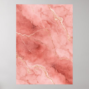 Rose Pink Gold Marble Abstract Art Poster