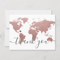 Rose Pink Gold World Map and Wedding Photo