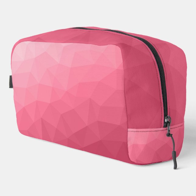 Rose pink gradient geometric mesh pattern dopp kit (Right Corner)