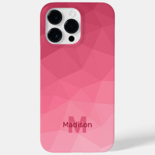Rose pink Gradient Geometric Mesh Pattern Monogram Case-Mate iPhone 14 Pro Max Case