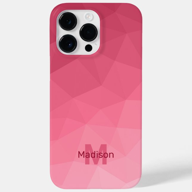 Rose pink Gradient Geometric Mesh Pattern Monogram Case-Mate iPhone Case (Back)