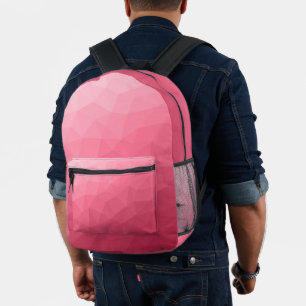 Rose pink gradient geometric mesh pattern printed backpack