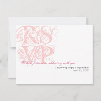 Rose pink grunge wedding enclosure RSVP response