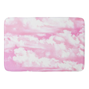 Rose Pink Happy Clouds Decor Bath Mat