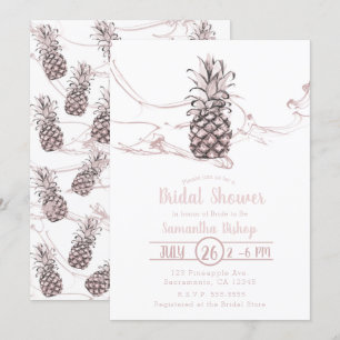 Rose Pink Juicy Pineapple Summer Bridal Shower Invitation