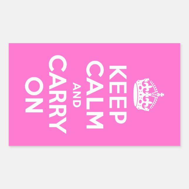 Rose Pink Keep Calm and Carry On Sticker (Front)