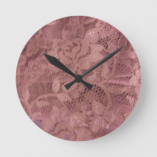 Rose Pink Lace Round Clock (Front)