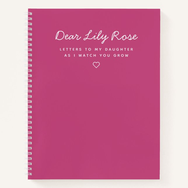 Rose Pink Letters to My Daughter Keepsake Notebook (Front)
