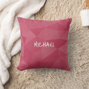 Rose pink light geometric mesh pattern Custom name Throw Pillow