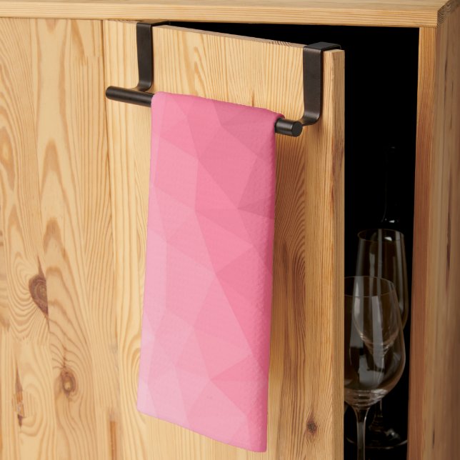 Rose pink light Gradient Geometric Mesh Pattern Kitchen Towel (Thirds Fold)