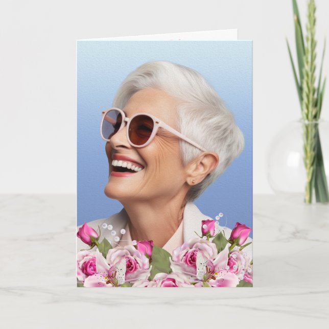 Rose Pink Lily Photo Keepsake Funeral Program (Front)