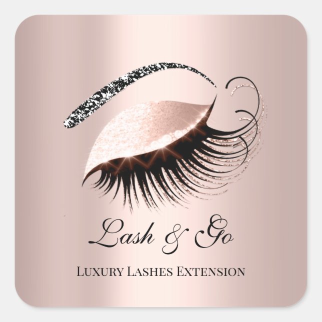 Rose Pink Makeup Artist Lash Extension Microblade Square Sticker (Front)