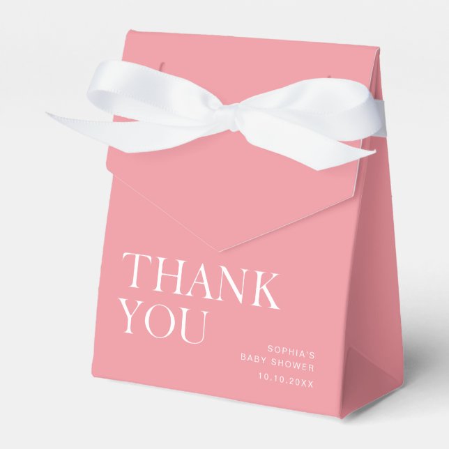 Rose Pink Minimalist Thank You Favor Box (Front Side)