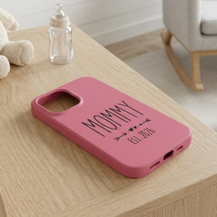 Rose Pink Mommy Est Year Minimal Typography iPhone 13 Pro Max Case