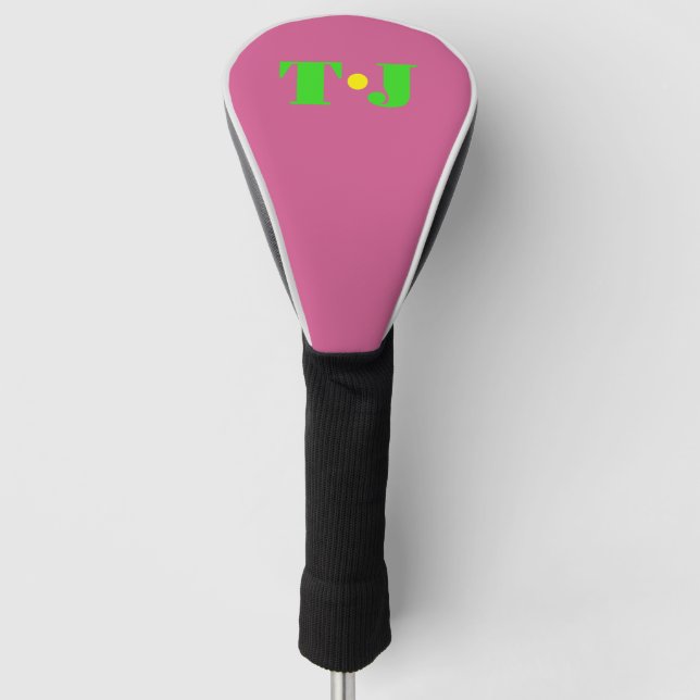 Rose Pink Monogrammed Golf Head Cover (Front)