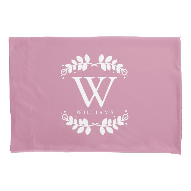 Rose Pink Monogrammed Pillowcase (Front)