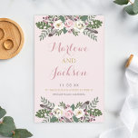 Rose Pink Moody Floral Boho Wedding Program<br><div class="desc">Our vintage boho floral wedding ceremony programs feature a moody floral arrangement of romantic roses, peony and anemone flowers, greenery, and rustic bohemian feather accents in rich shades of dusty rose, mauve pink, cassis, creamy white, moss green, gray, and gold on a pale rosy pink background color. A dramatic and...</div>
