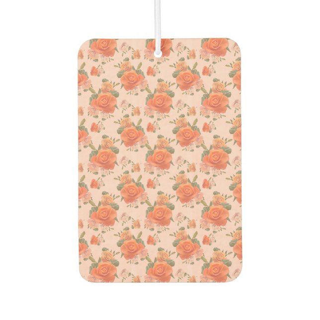 rose pink orange floral pattern wedding spring air freshener (Front)