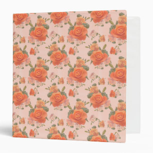 rose pink orange floral pattern wedding spring binder