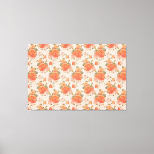rose pink orange floral pattern wedding spring canvas print