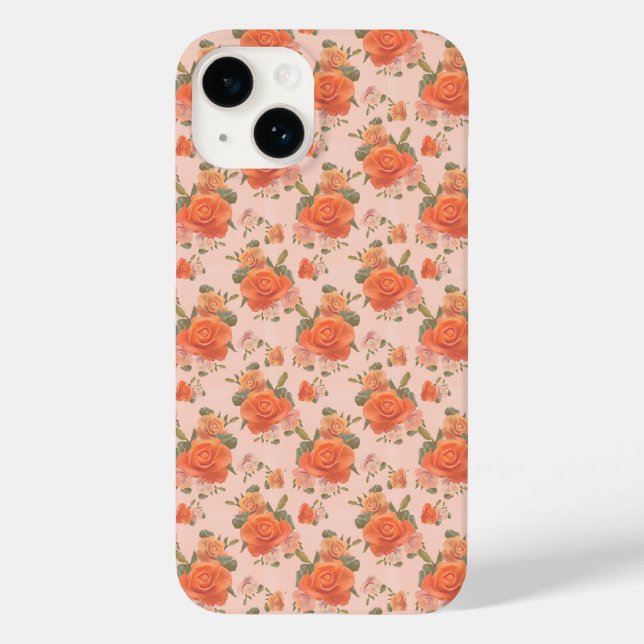 rose pink orange floral pattern wedding spring Case-Mate iPhone case (Back)