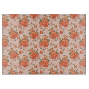 rose pink orange floral pattern wedding spring cutting board