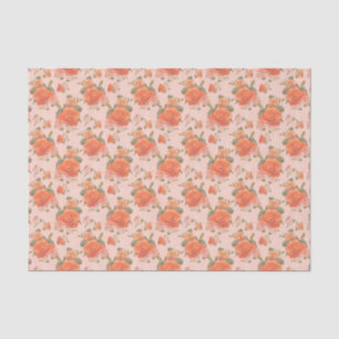 rose pink orange floral pattern wedding spring tissue paper