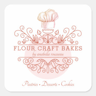 Rose Pink Ornate Frame Baker's Logo Étiquette prod
